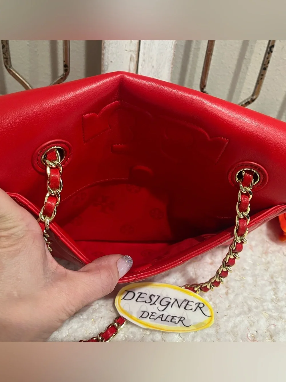 TORY BURCH Alexa Red Quilted Convertible Shoulder Bag